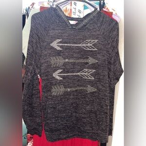 Women's Gray Sweater with Arrow Design